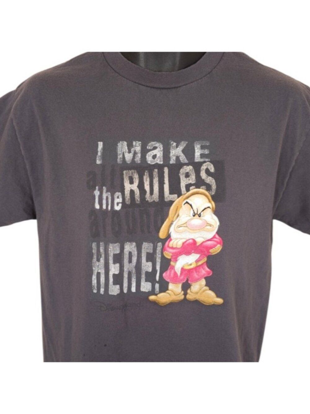 Vintage Grumpy Disney T Shirt Mens Size Medium Gray Y2K Snow White Seven Dwarfs